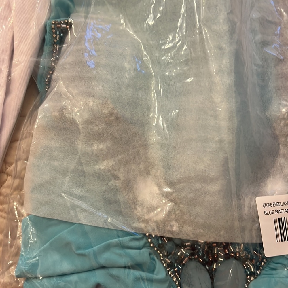Boston proper Stone Embellished Ruched Tank Top Sizes M, L COLOR Blue Radiance - Picture 4 of 8